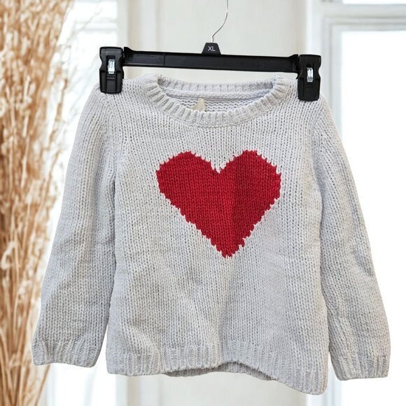 ❤️ Kids Gray Knit Sweater with Red Heart – Cozy Valentine Style - Picture 1 of 6